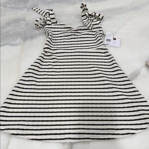 Originality Black White Striped Dress Size Small | Tie Strap | NWT